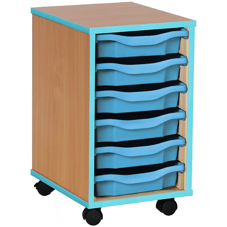 Smart Storage Coloured Edge Open 6 Tray Single Unit