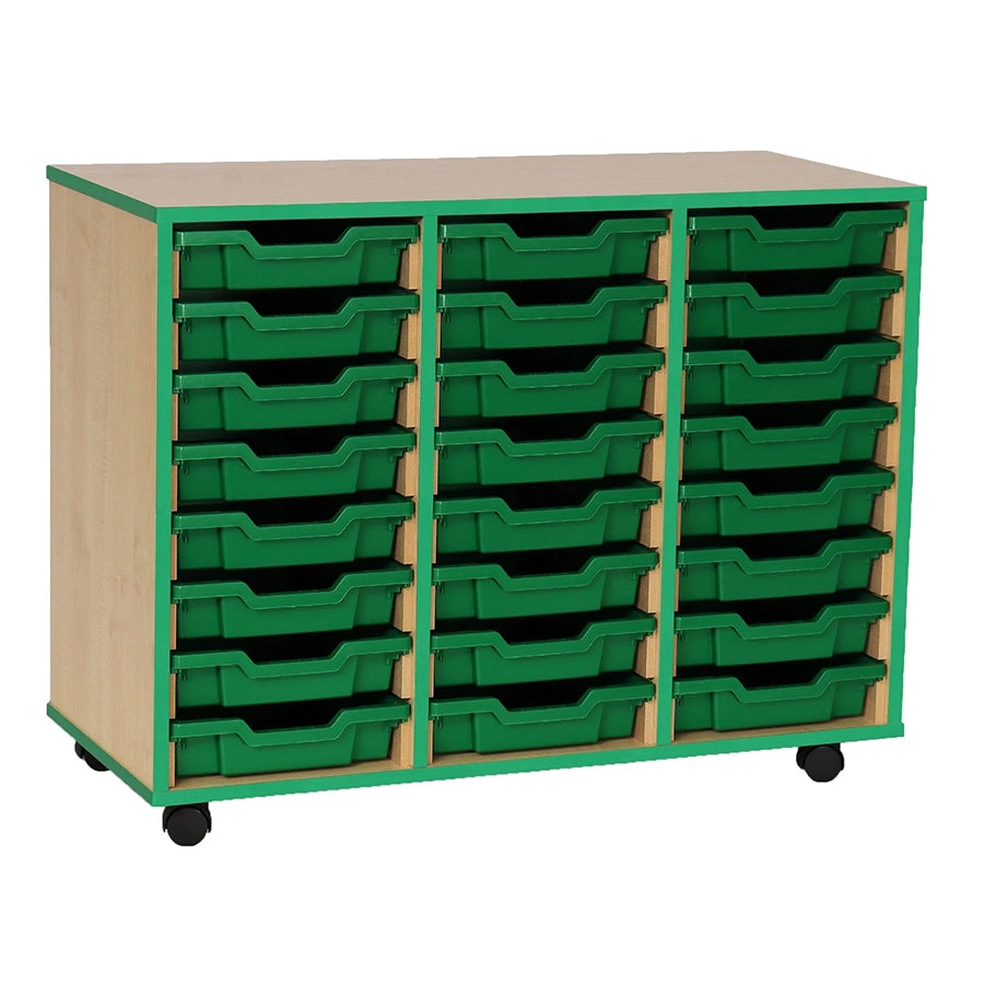 Smart Storage Coloured Edge Open 24 Tray Triple Unit mobile green