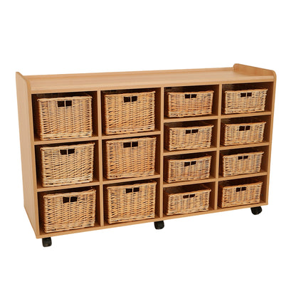 8 Shallow/6 Deep Storage Unit With Willow Baskets