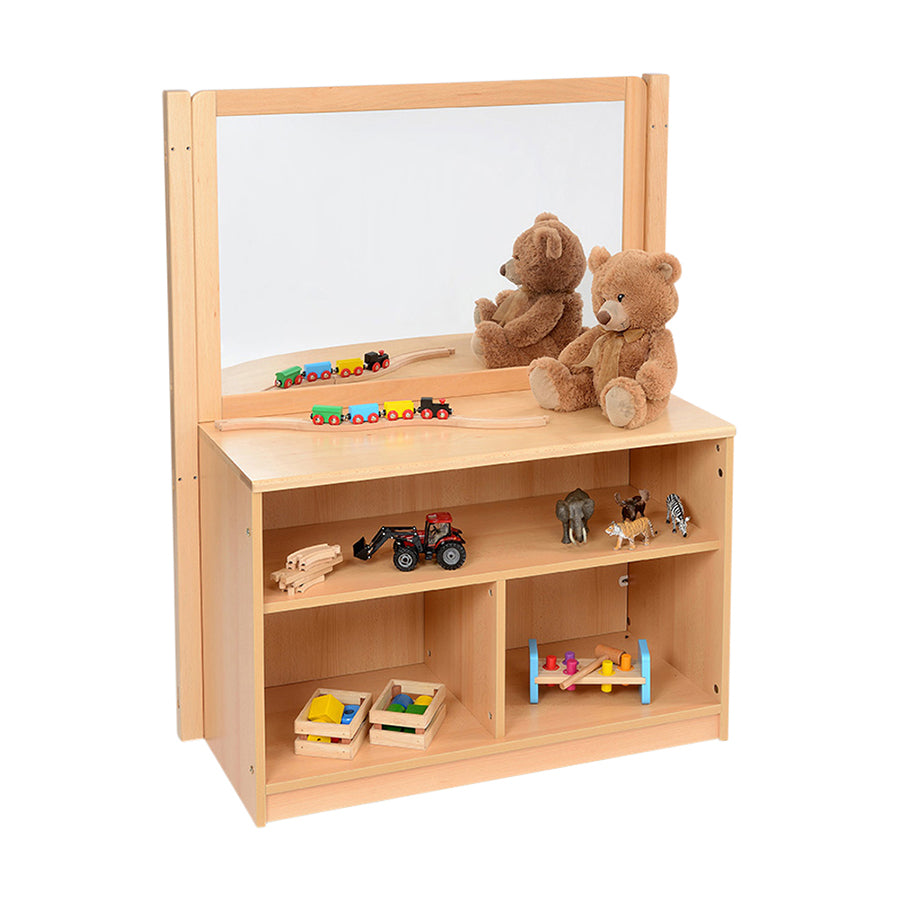 RS Open Bookcase With Solid Back & Drywipe /Mirror Divider