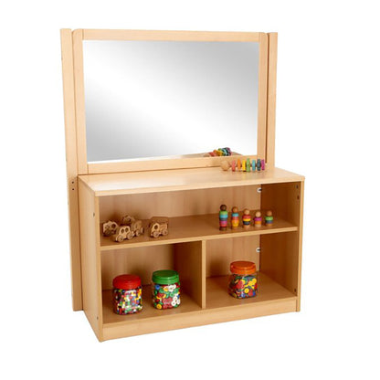 RS Open Bookcase With Solid Back & Drywipe /Mirror Divider