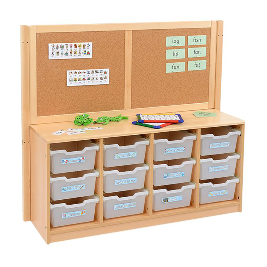 Rs 4 Bay A4 12 Deep Clear Tray Unit With Cork/Drywipe Divider