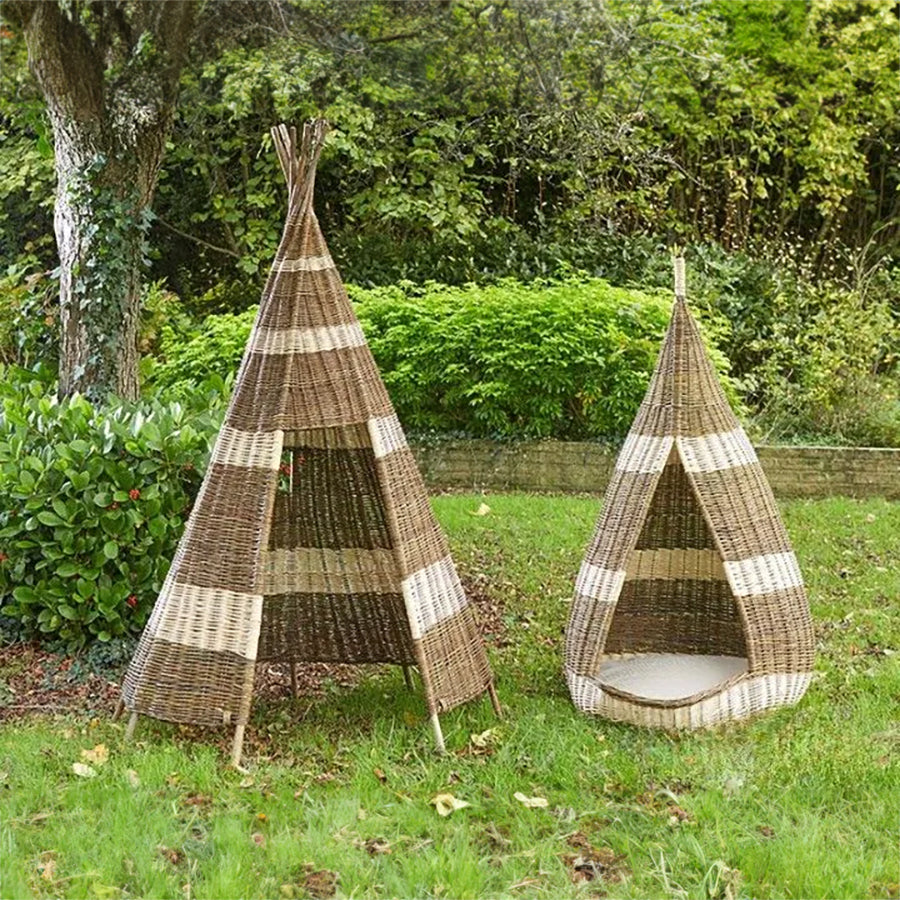 Stripy Wicker Wigwam And Cosy Pod Set