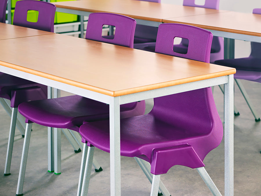 Beech top with MDF edge fully welded rectangle classroom table with grey frame