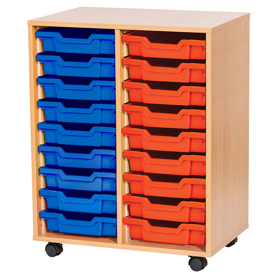 Tray Storage Mobile unit with 20 Gratnells trays and colour edge option