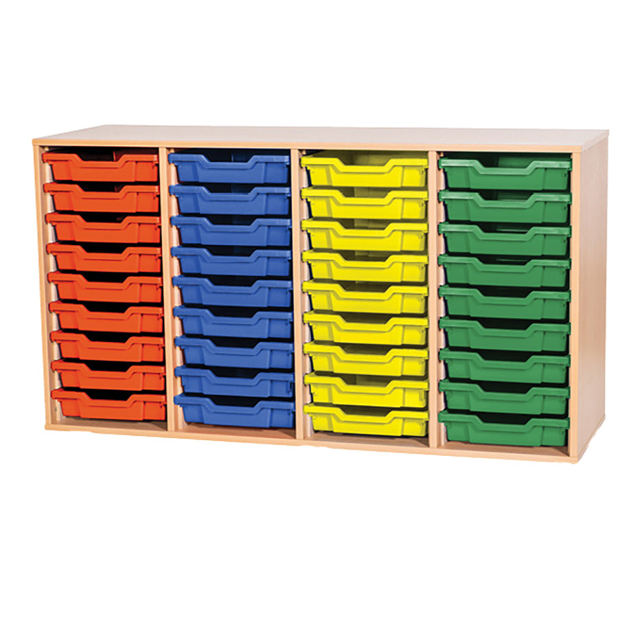 Tray Storage Static unit with 36 Gratnells trays and colour edge option