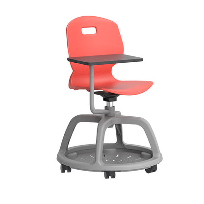 Arc Community Bag Base Swivel Chair with Arm Tablet Coral Front side view