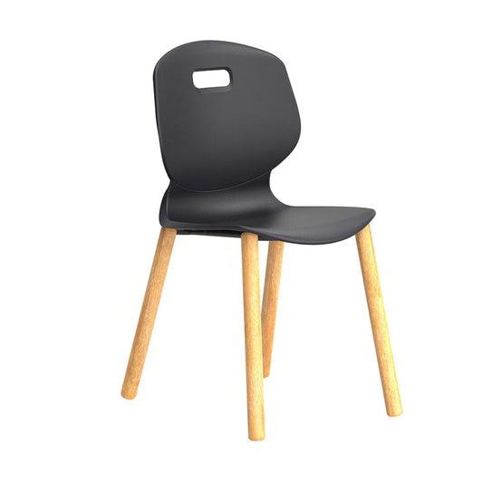 Arc Wooden Four Leg Chair Without Arms Anthracite Front Side View