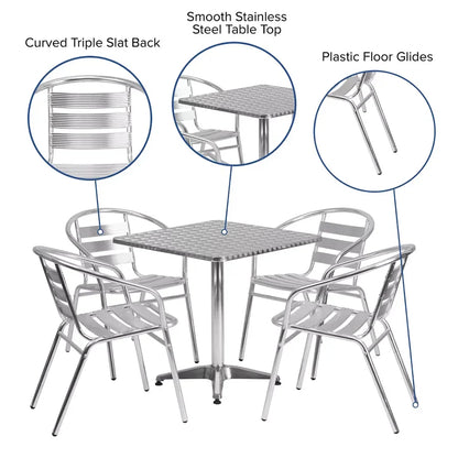 Rio Square Pedestal Table + 4 Armchairs