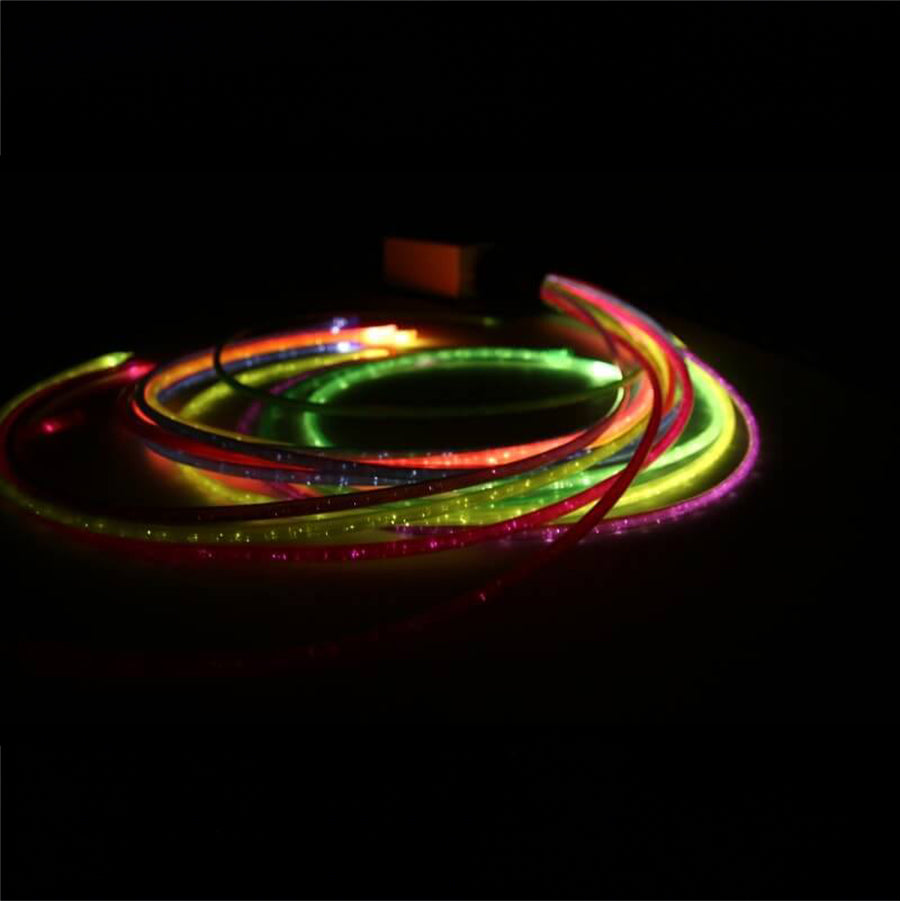 Mains White Sensory Twinkle Light Source With 15 1000Mm Jumbo Rainbow Strands