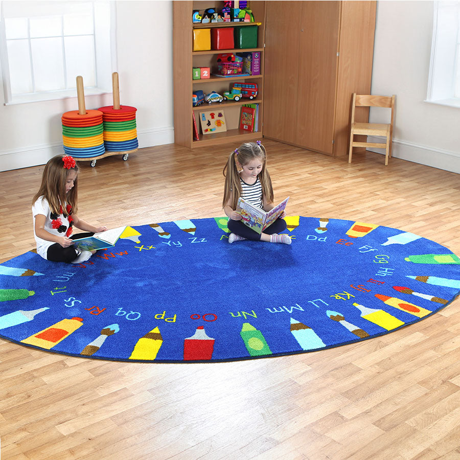 Rainbow™ Oval Pencils Alphabet Carpet 3x2M