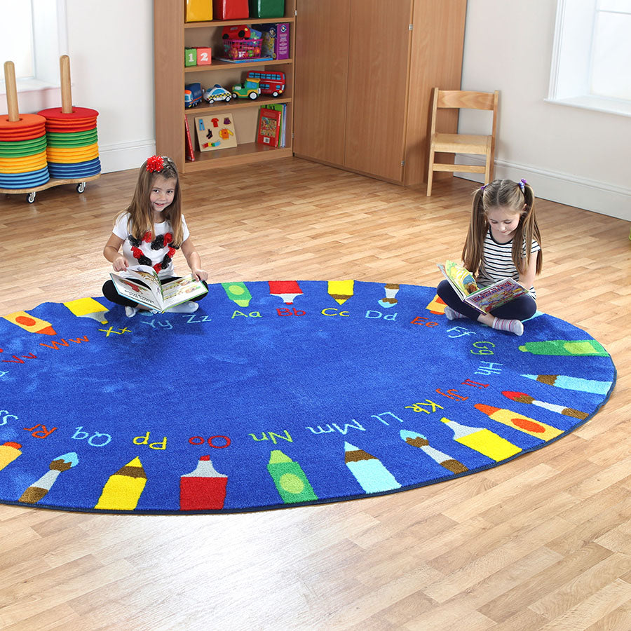 Rainbow™ Oval Pencils Alphabet Carpet 3x2M