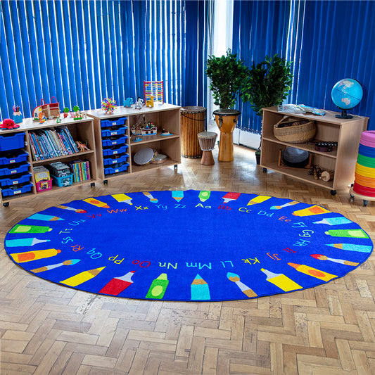 Rainbow™ Oval Pencils Alphabet Carpet 3x2M