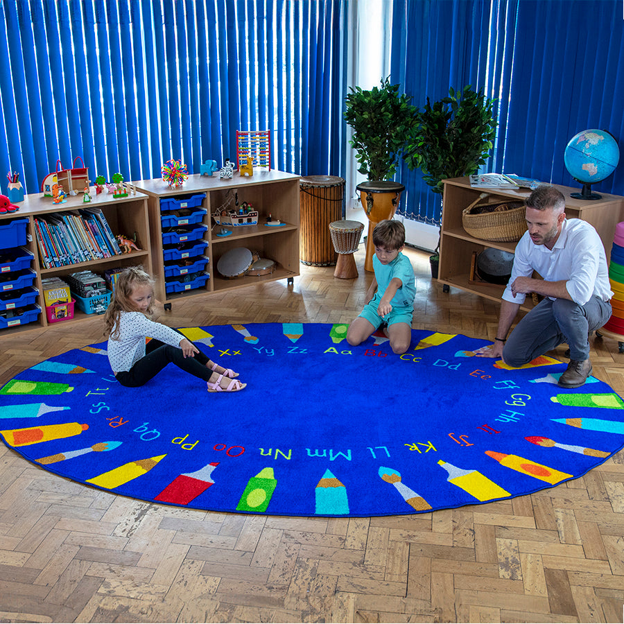 Rainbow™ Oval Pencils Alphabet Carpet 3x2M