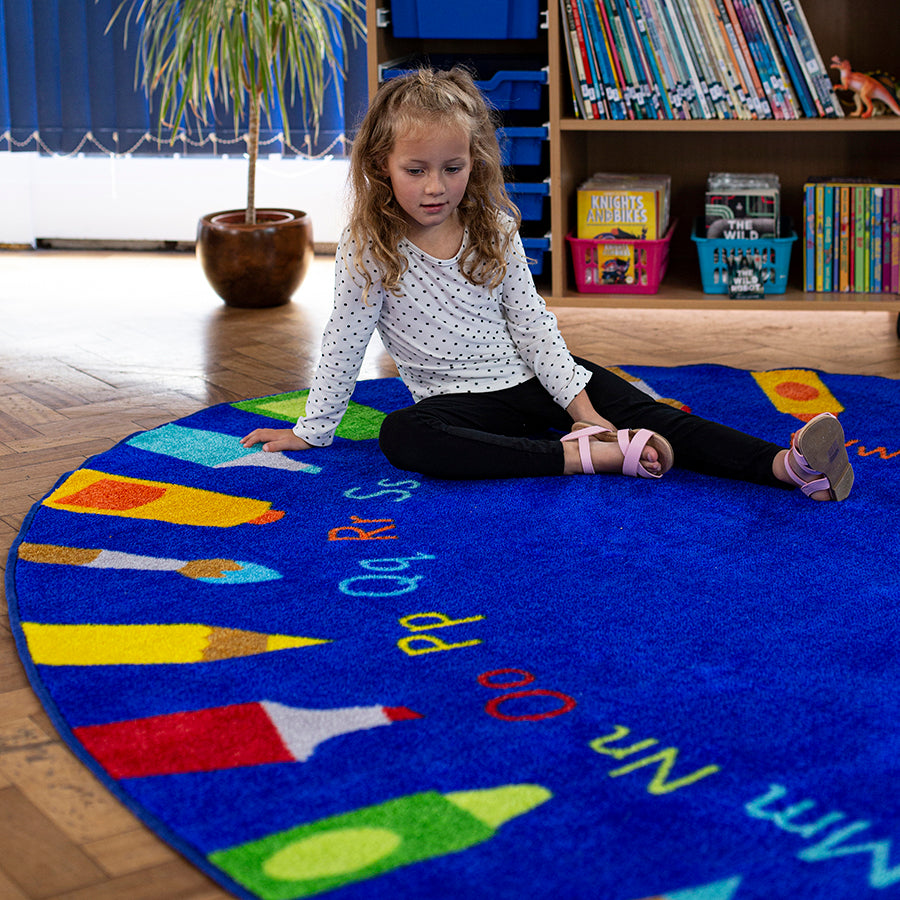 Rainbow™ Oval Pencils Alphabet Carpet 3x2M