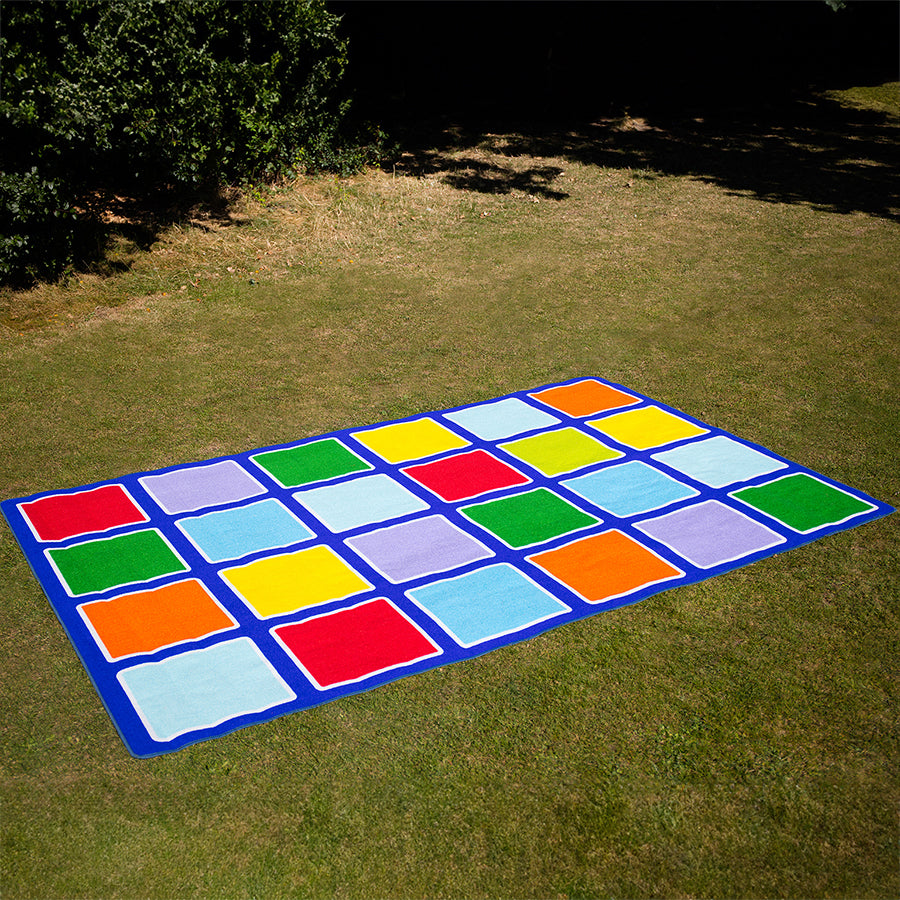 Rainbow Squares Placement Rectangular Outdoor Mat