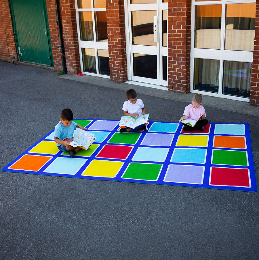 Rainbow Squares Placement Rectangular Outdoor Mat