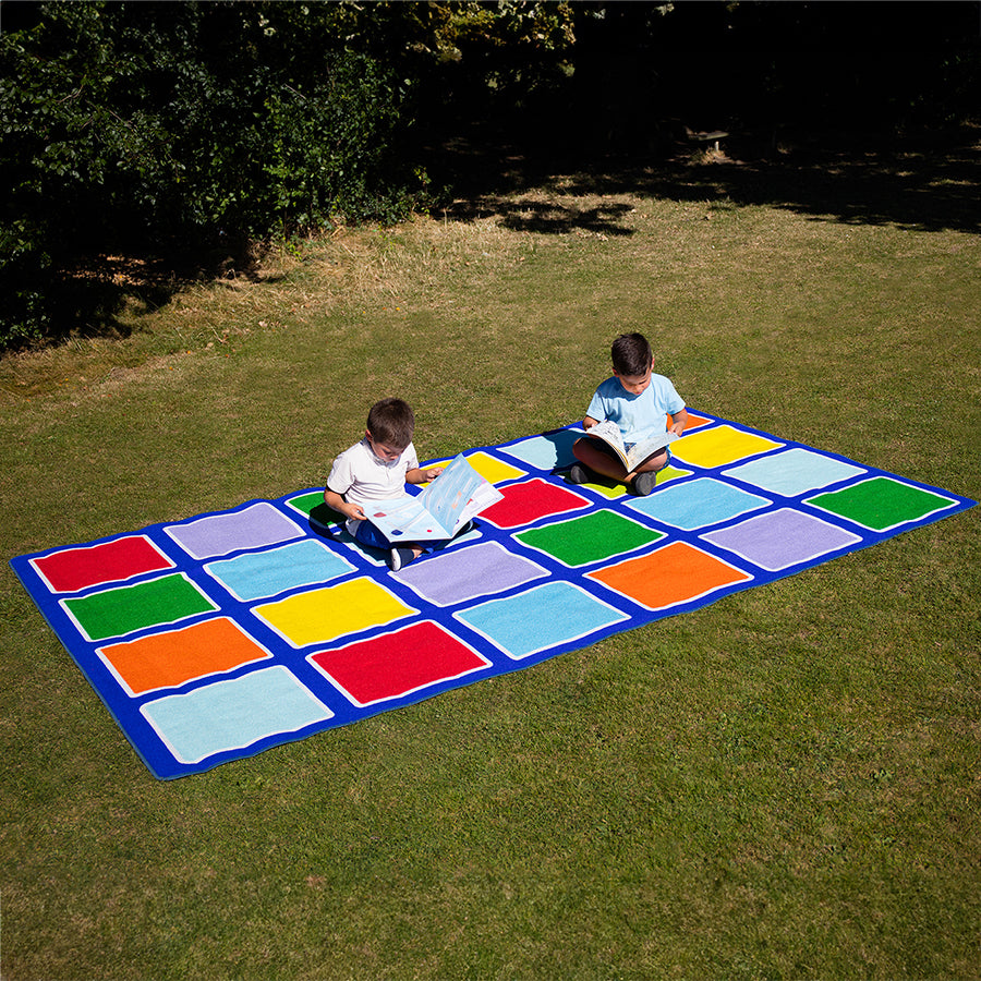 Rainbow Squares Placement Rectangular Outdoor Mat