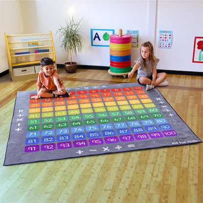 100 Square Counting Grid Carpet 2M