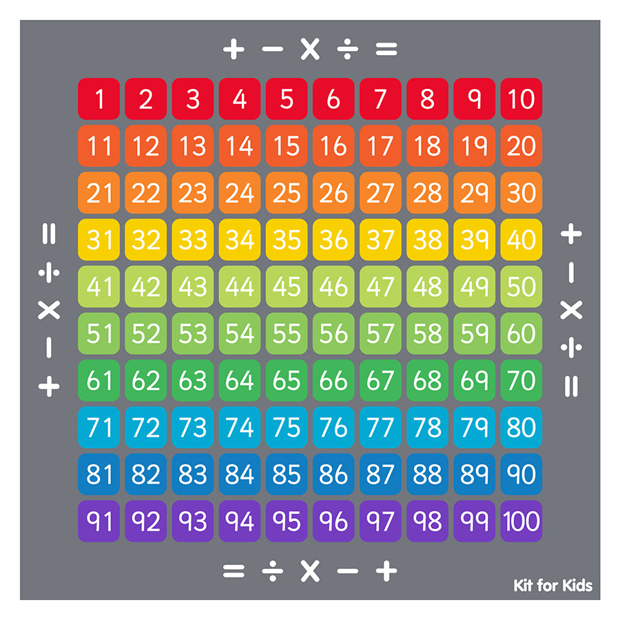 100 Square Counting Grid Carpet 2M