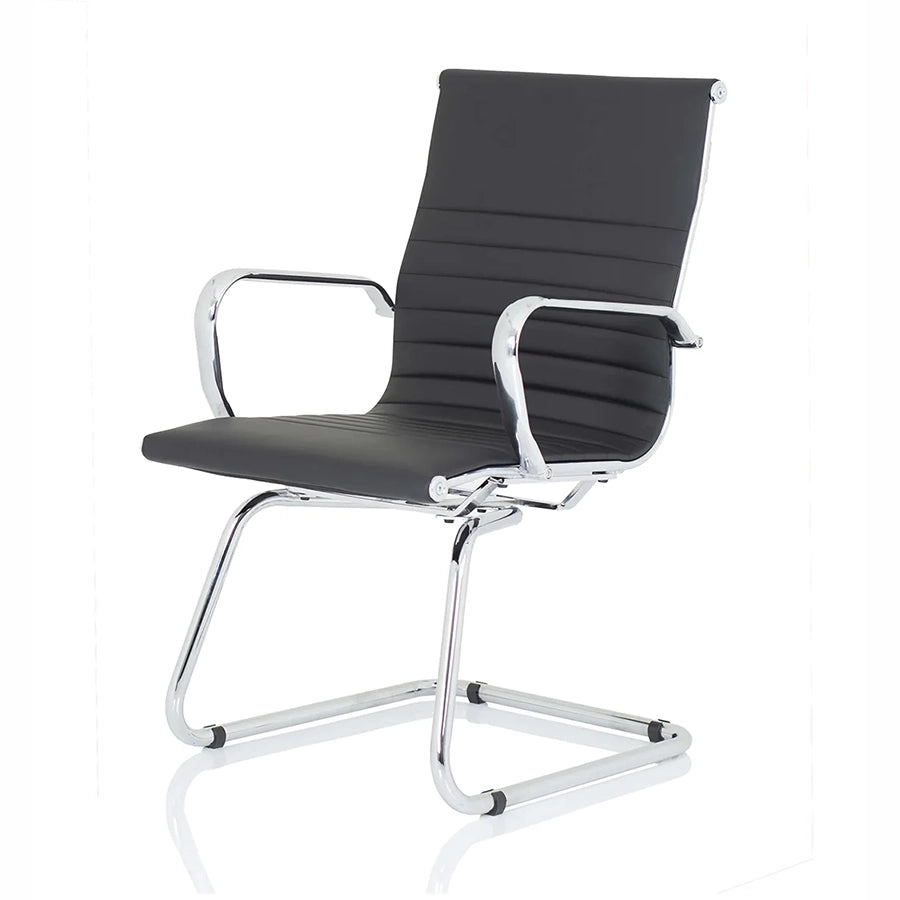 Nola Cantilever Faux Leather Visitor Chair With Arms