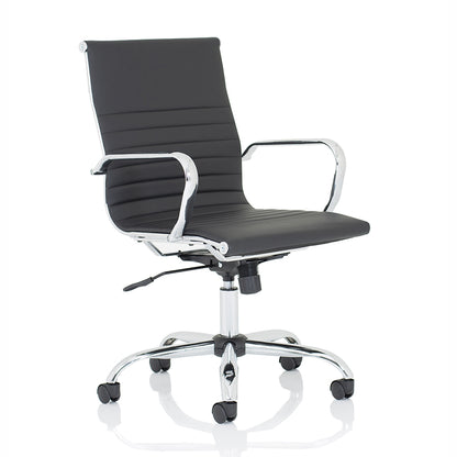 Nola Medium or High Back Black Faux Leather Office Chair