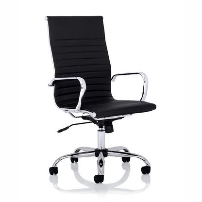 Nola Medium or High Back Black Faux Leather Office Chair