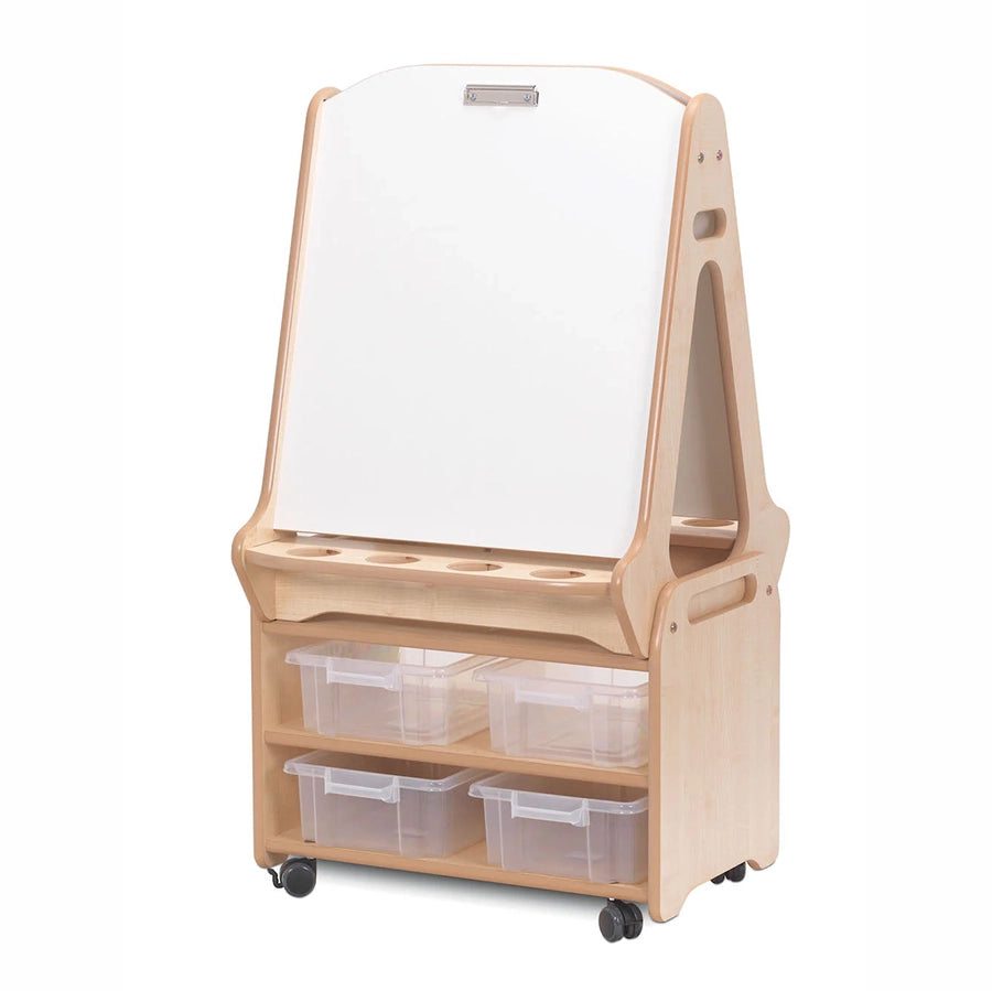 Double-Sided 2 Station Easel with Tall Storage Trolley