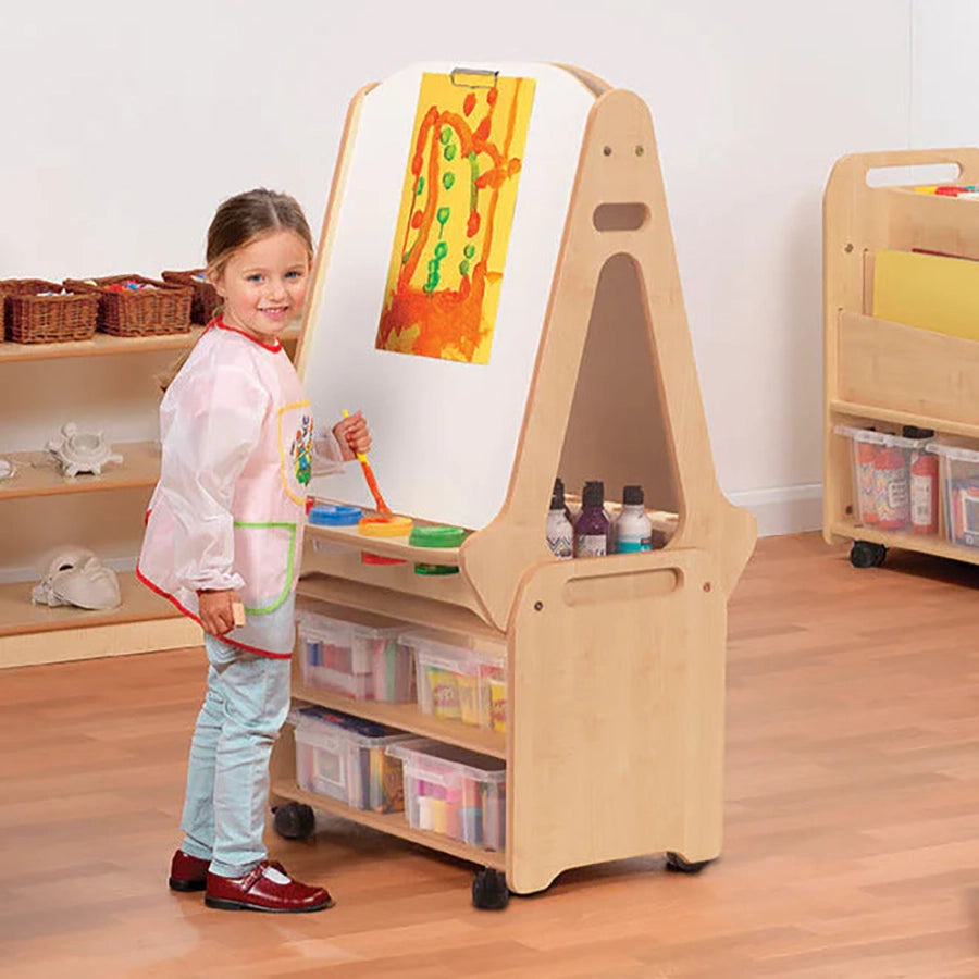 Double-Sided 2 Station Easel with Tall Storage Trolley