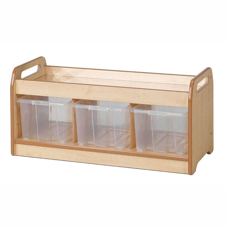 Low Mirror Play Unit with 3 Clear Tubs or Baskets