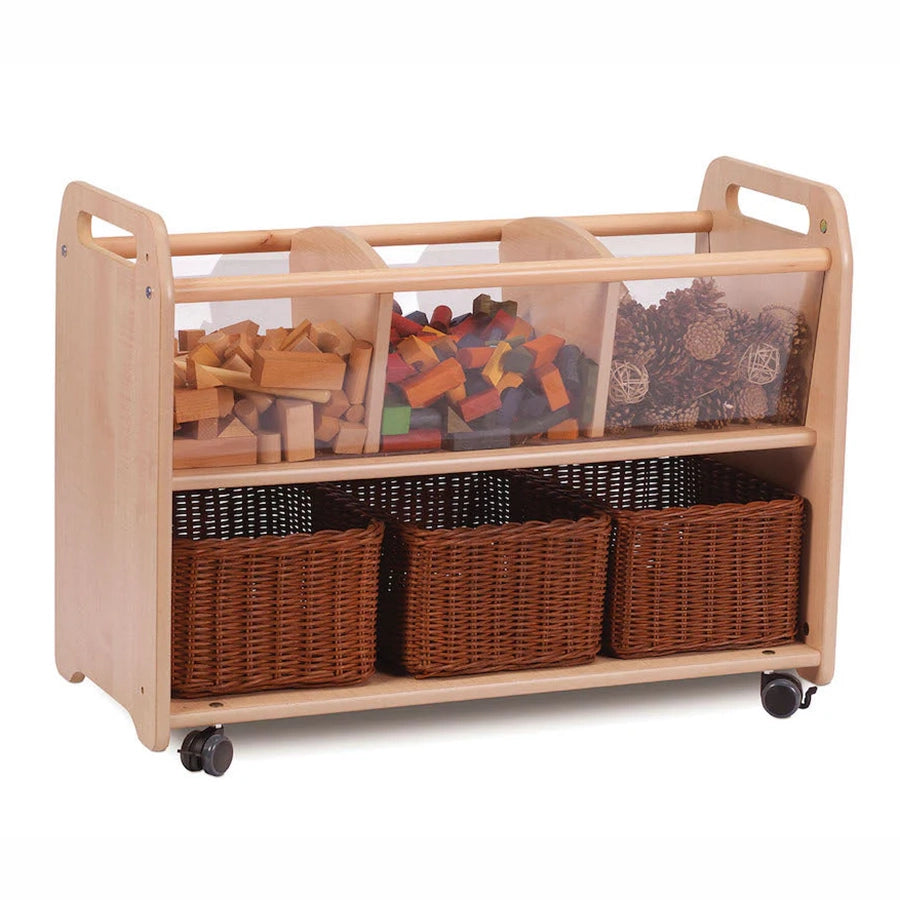 Mobile Clear View Storage Unit With 3 Clear Tubs or Baskets