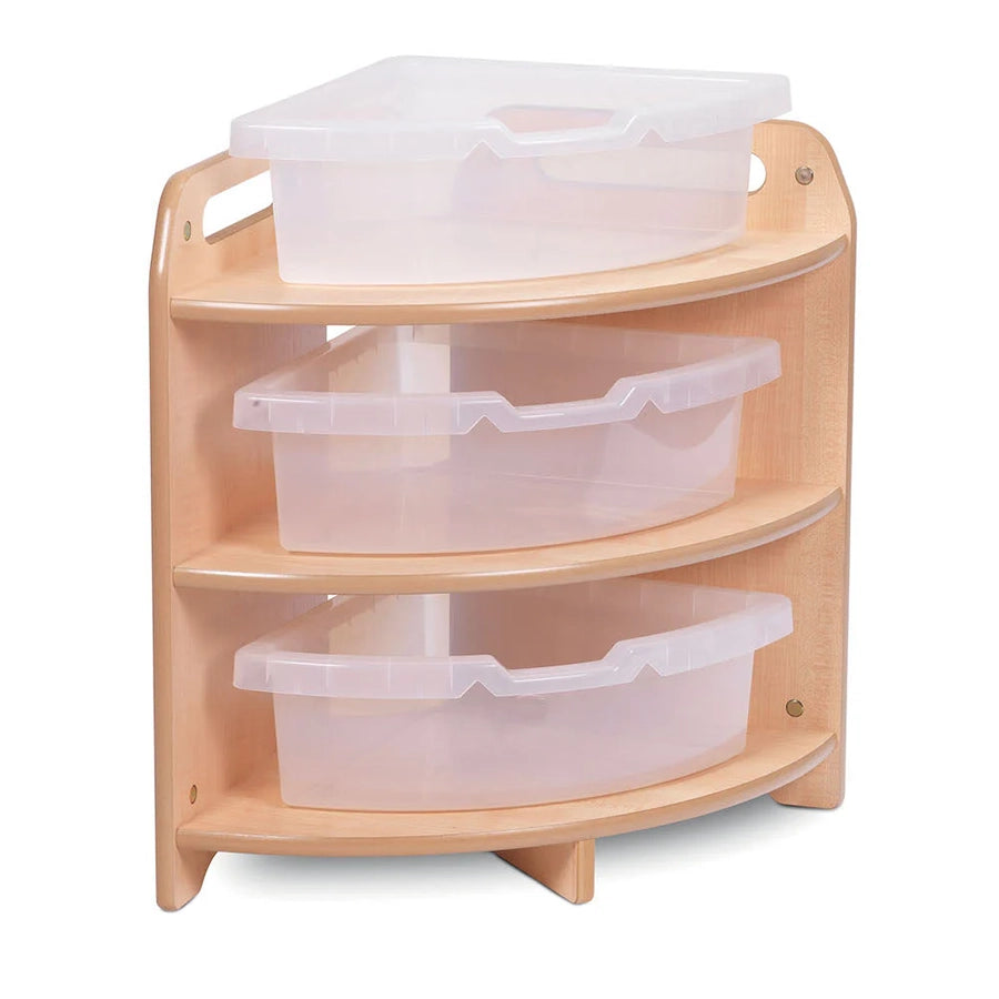 Tall 90 Degree Corner Unit With Clear Tubs or Baskets