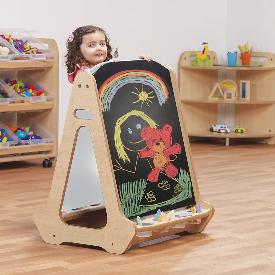 Double-sided 2 Station Easel (Chalkboard/Whiteboard)