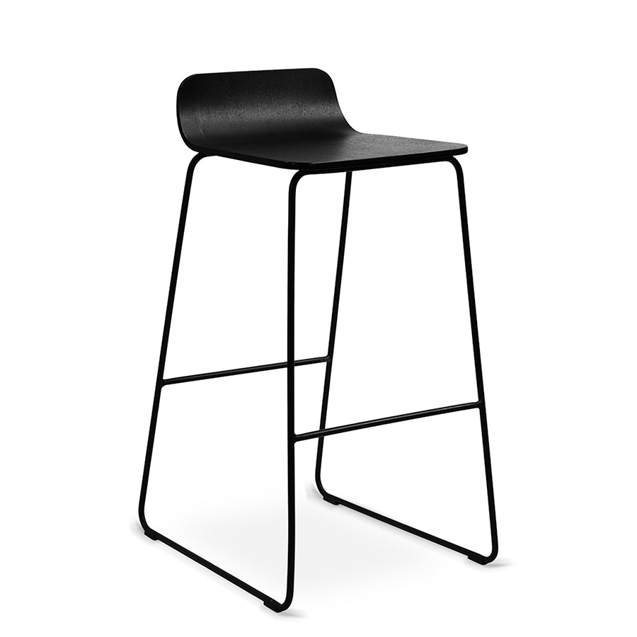 HOPSON VENEER BLACK SLED FRAME STOOL