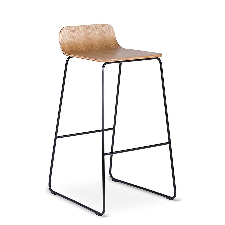 HOPSON VENEER BLACK SLED FRAME STOOL