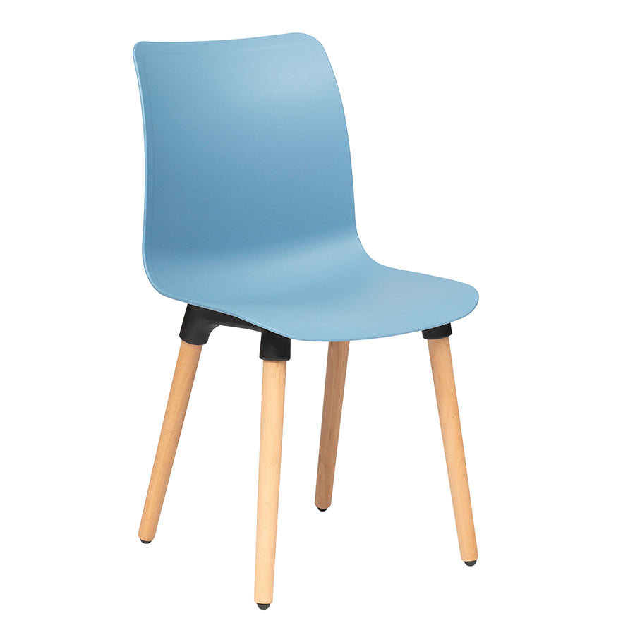 TOOTING POLY SHELL 4-LEG WOODEN FRAME CHAIR-Clr:BLUE