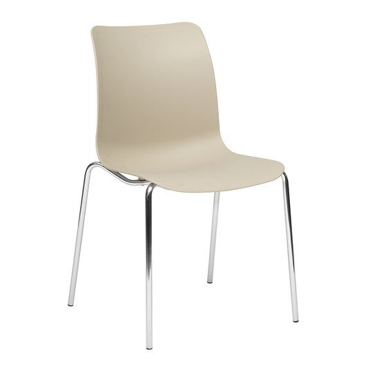 TOOTING STACK POLY SHELL  CHROME PLATED 4-LEG FRAME CHAIR -Clr:NATURAL