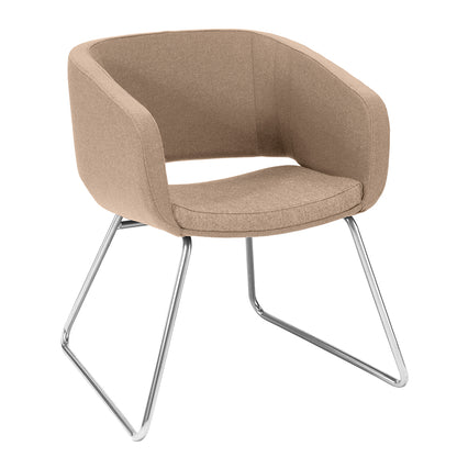 Roomes reception chair with a skid base frame