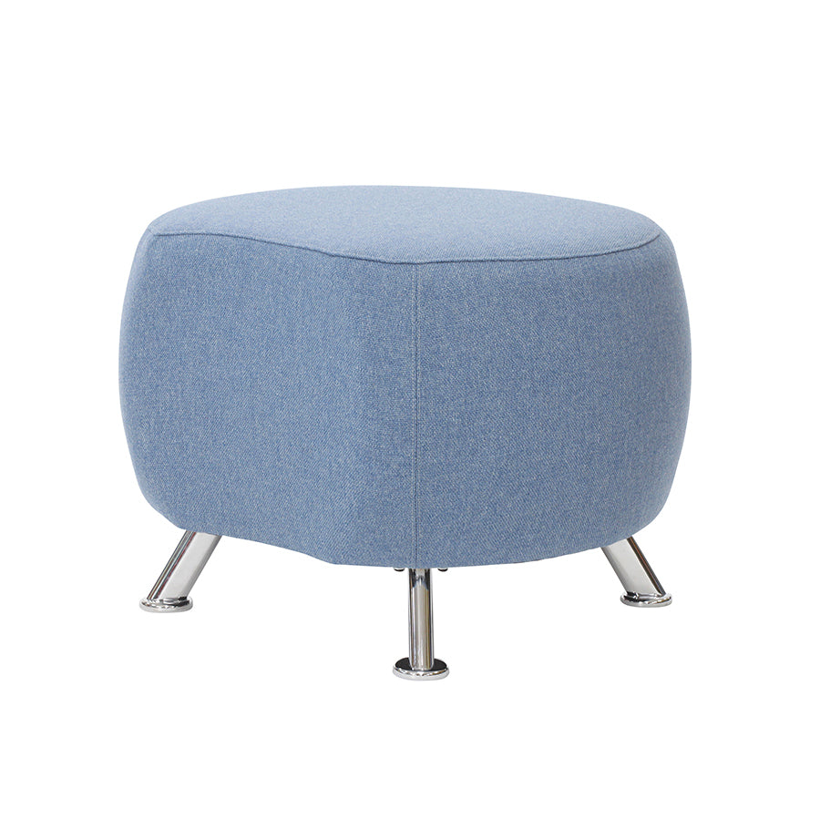 SELBY SCALLOPED ROUND POUF WITH  CHROME PLATED LEGS