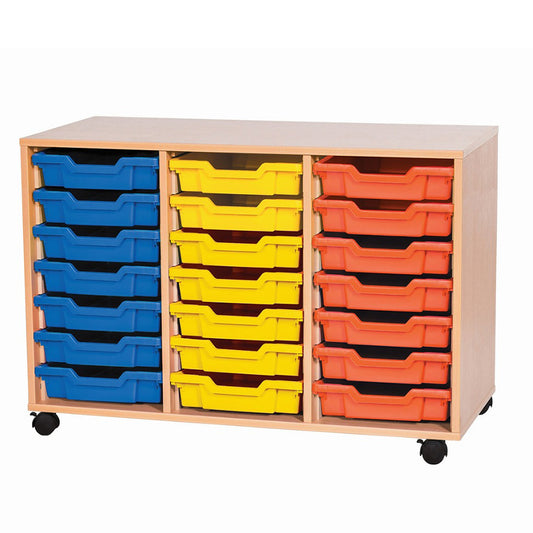 Smart Storage Coloured Edge Open 21 Tray Triple Unit mobile