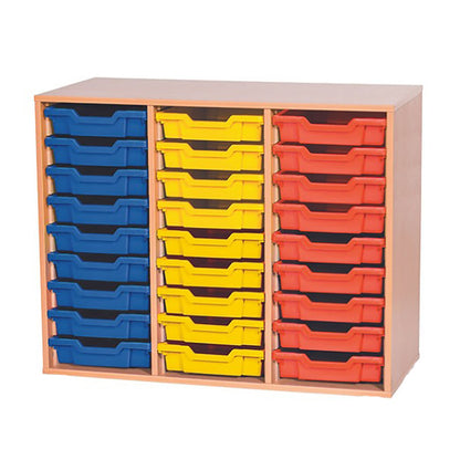 Smart Storage Coloured Edge Open 27 Gratnells Tray Triple Unit static