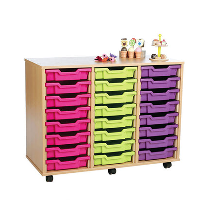 Smart Storage Coloured Edge Open 24 Tray Triple Unit mobile