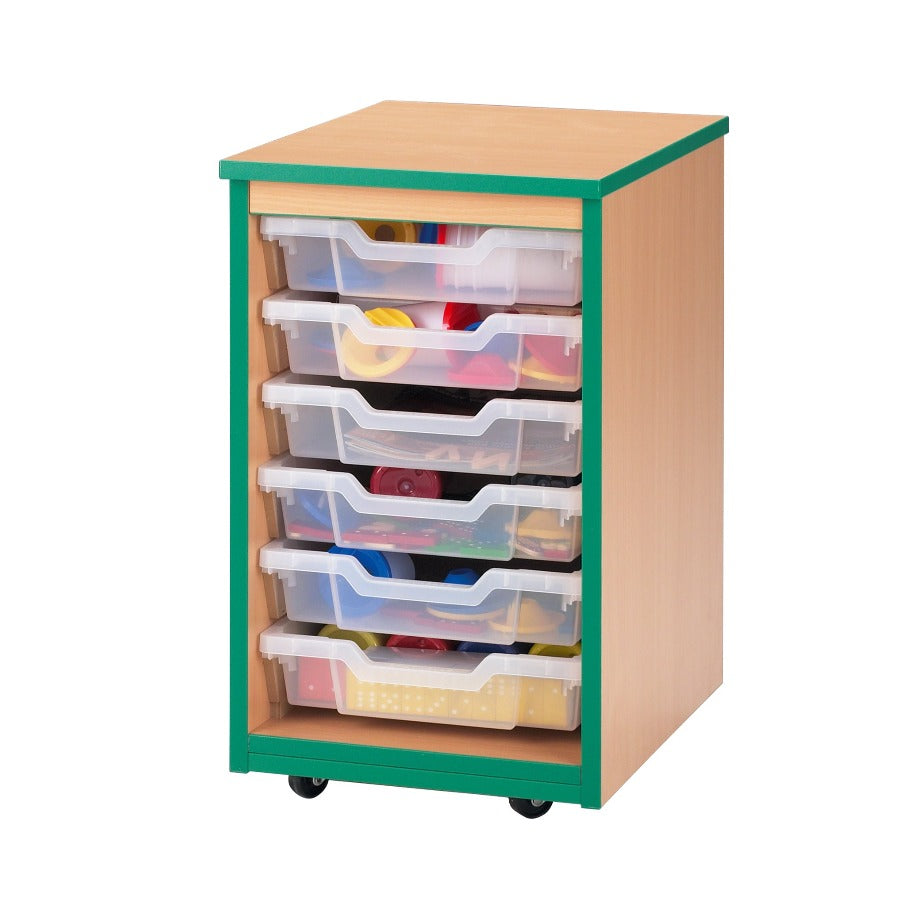 Smart Storage Coloured Edge Open 6 Tray Single Unit