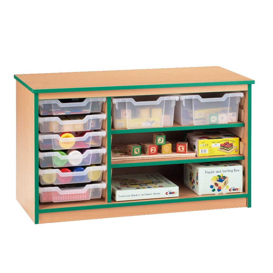 Smart Storage Coloured Edge Open 6 Tray & 2 Shelf Unit