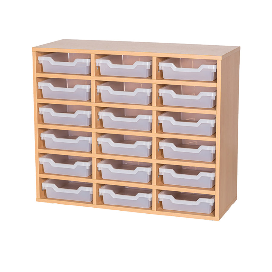 Smart Storage Coloured Edge Fixed Shelf 18 Shallow Tray Unit static