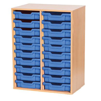 Tray Storage Static unit with 20 Gratnells trays and colour edge option