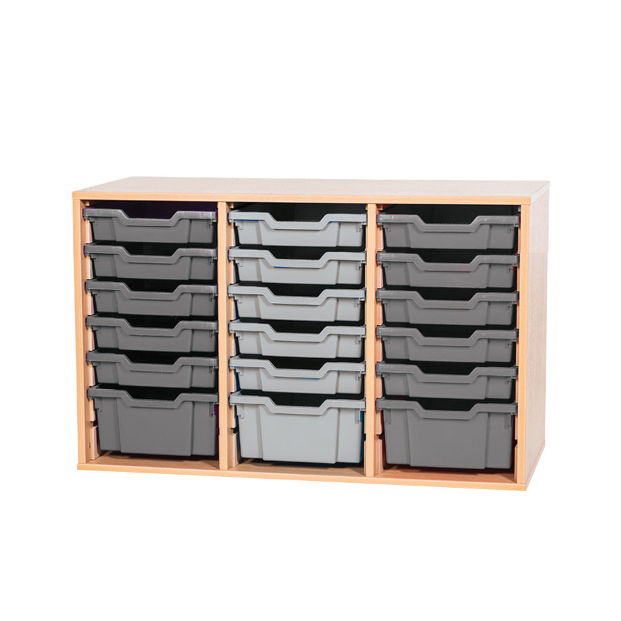 Tray Storage Static unit with 21 Gratnells trays and colour edge option