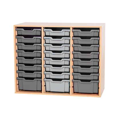 Smart Storage Coloured Edge Open 27 Gratnells Tray Triple Unit static