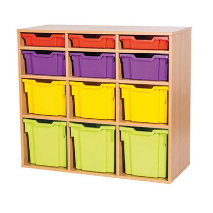 Smart Storage Coloured Edge Fixed Shelf 12 Combination Gratnell Tray Unit static