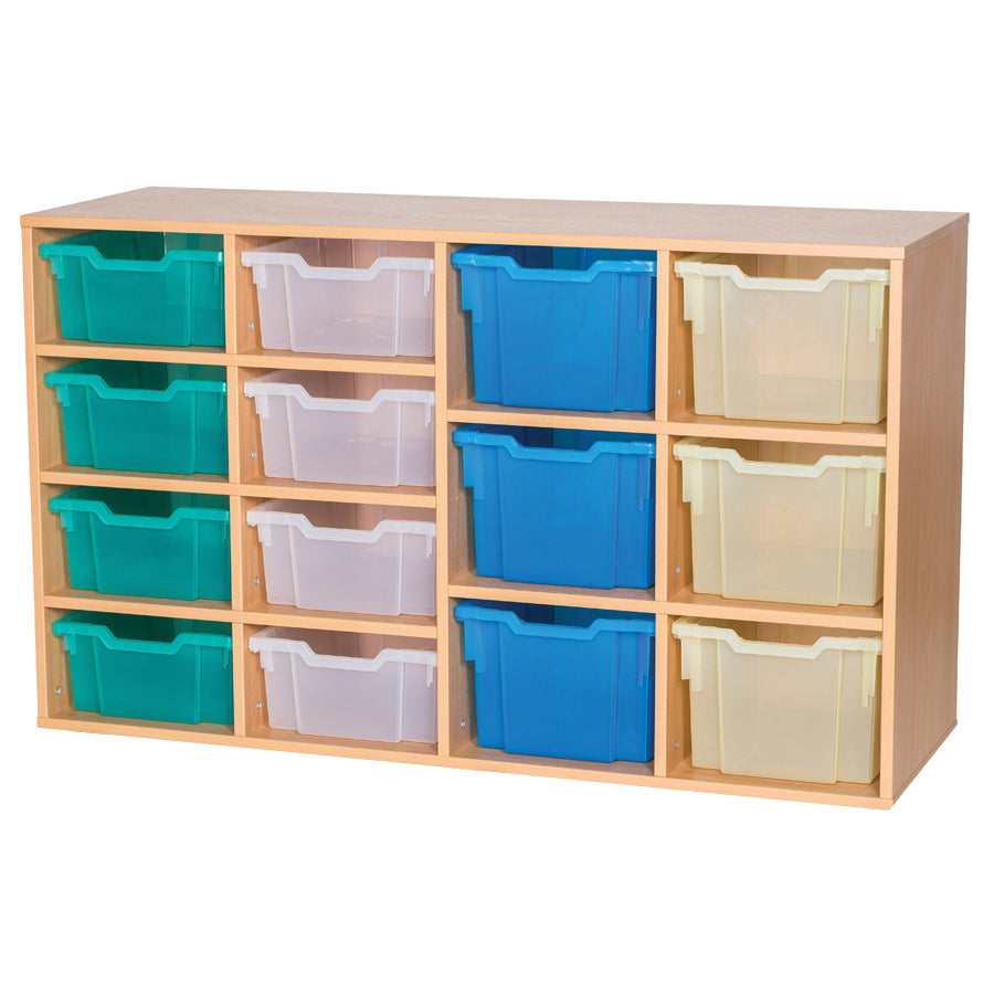 Smart Storage Coloured Edge Fixed Shelf 14 Combination Tray Unit static